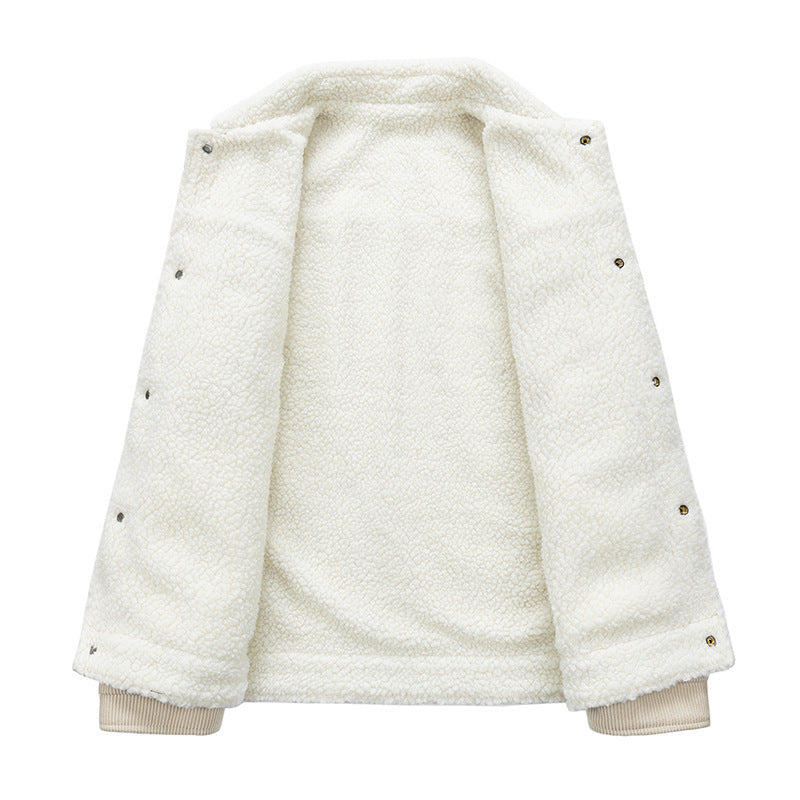 Orluxia Retro Fleece-Lined Cotton-Padded Coat – Warm Lapel Cardigan Jacket for Teenagers