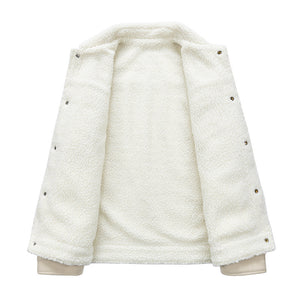 Orluxia Retro Fleece-Lined Cotton-Padded Coat – Warm Lapel Cardigan Jacket for Teenagers