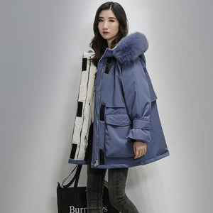 Orluxia Winter Loose Cotton Coat – Women’s Mid-Length Zipper Jacket