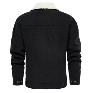Orluxia Men’s Corduroy Sherpa Lined Jacket – Winter Warm Thick Trucker Cargo Coat with 5 Pockets