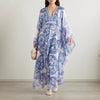 Orluxia Women’s Printed Loose-Fit V-Neck Dress – Plus Size, Long Sleeve