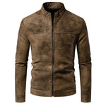Orluxia Men’s American-Style Retro Tie-Dyed Leather Jacket