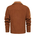 Orluxia Men’s Corduroy Sherpa Lined Jacket – Winter Warm Thick Trucker Cargo Coat with 5 Pockets