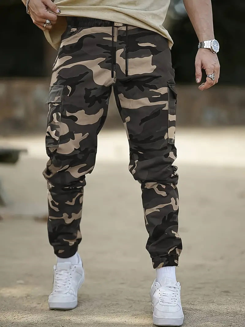 Orluxia European Size American Retro Multi-Pocket Camouflage Cargo Pants