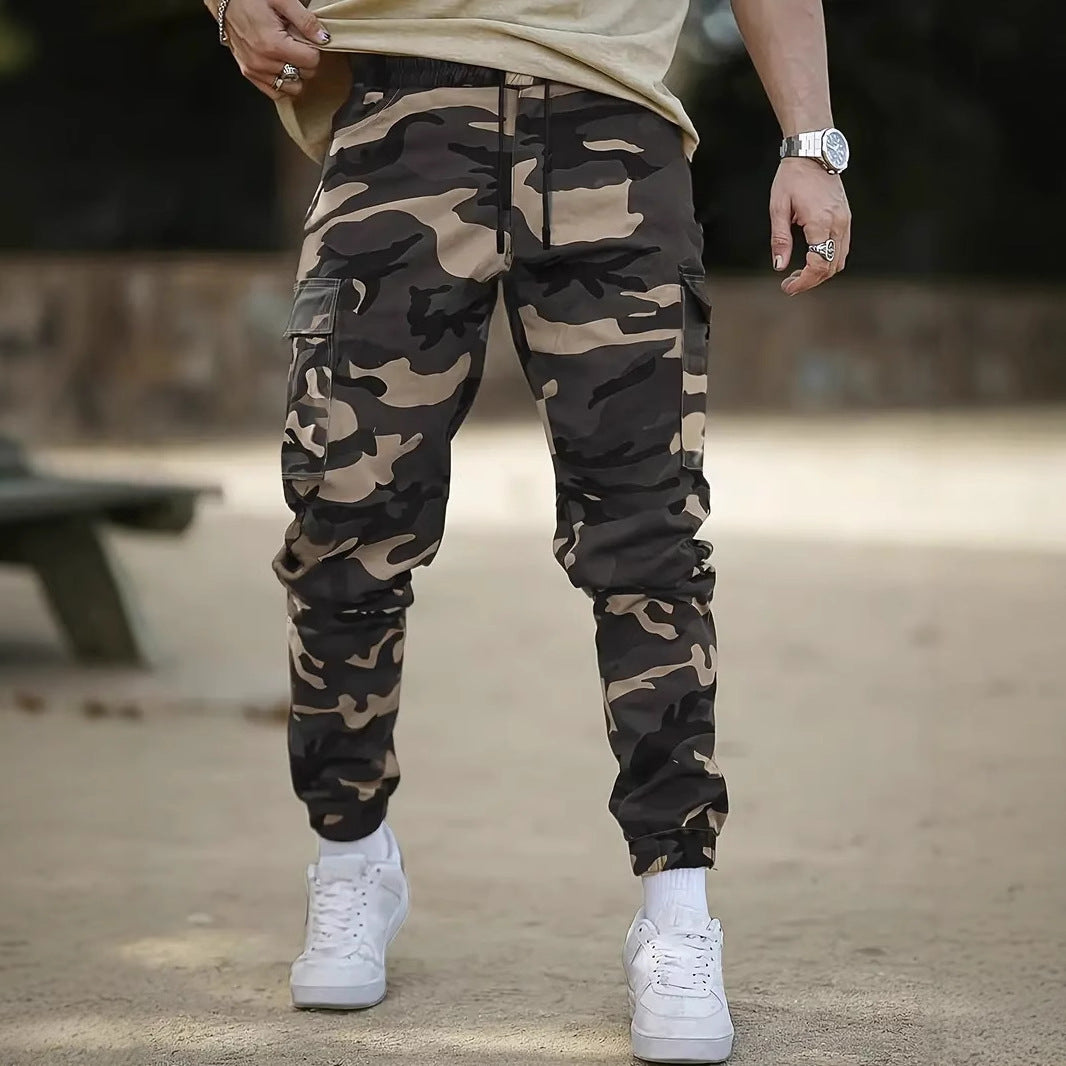 Orluxia European Size American Retro Multi-Pocket Camouflage Cargo Pants