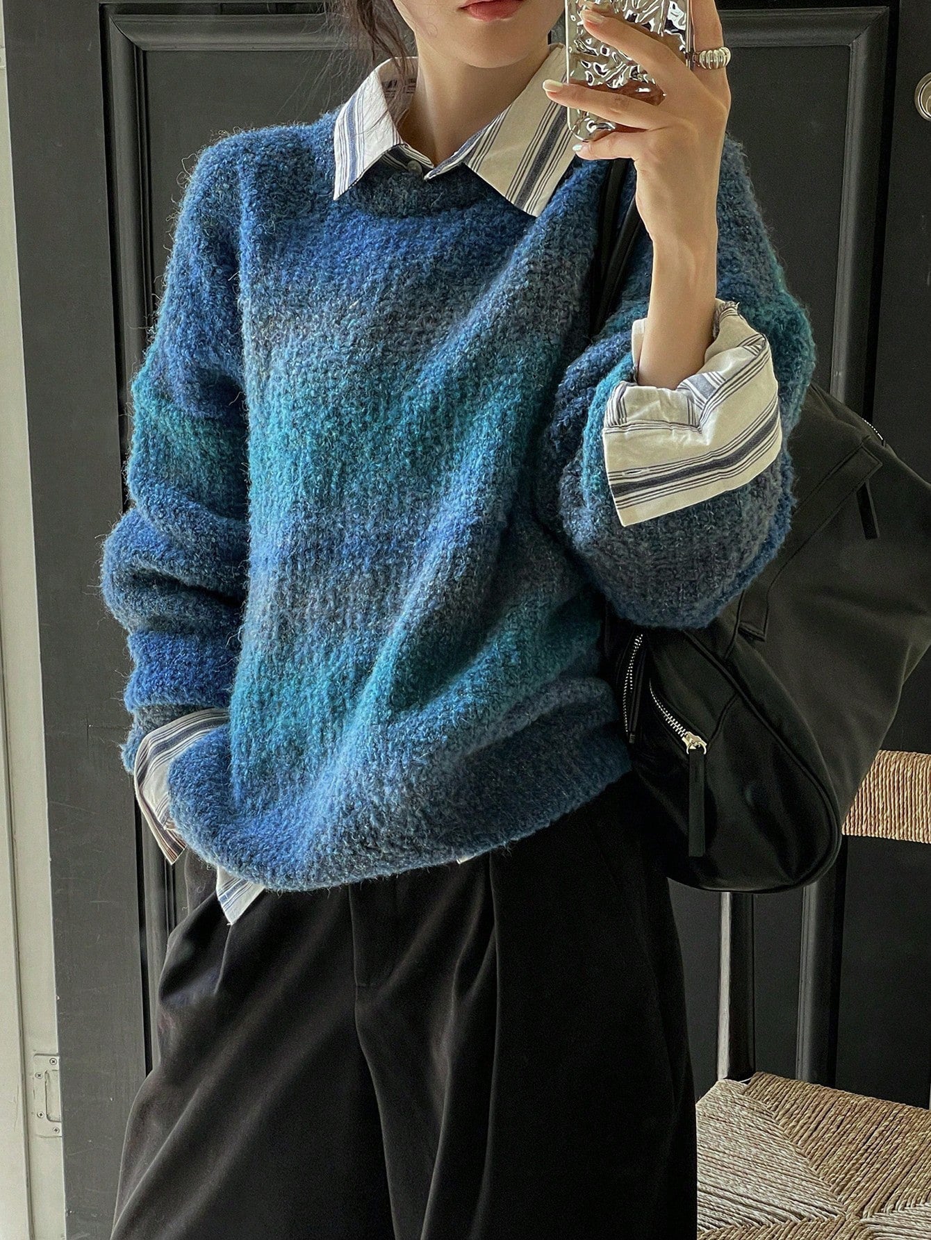 Orluxia Retro Hong Kong Style Gradient Sweater – Soft Wool Pullover