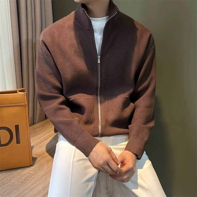 Orluxia Men's Zipper Cardigan – Slim Fit Knitted Sweater for Autumn & Winter