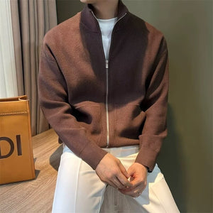 Orluxia Men's Zipper Cardigan – Slim Fit Knitted Sweater for Autumn & Winter