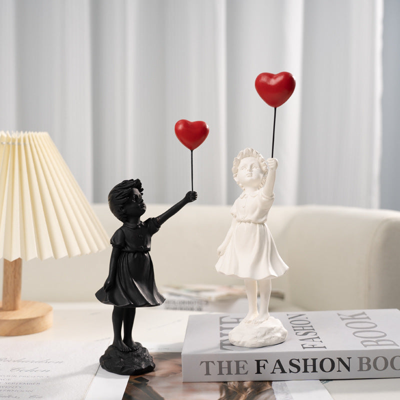 Orluxia Little Girl With Balloon Resin Art Sculpture