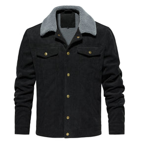 Orluxia Men’s Corduroy Sherpa Lined Jacket – Winter Warm Thick Trucker Cargo Coat with 5 Pockets