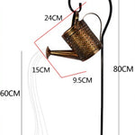 Enchanted Watering Can Outdoor Solar Watering Can Ornament Lamp Garden Art Light Decoration Hollow-out Iron Shower LED Lights