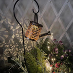 Enchanted Watering Can Outdoor Solar Watering Can Ornament Lamp Garden Art Light Decoration Hollow-out Iron Shower LED Lights