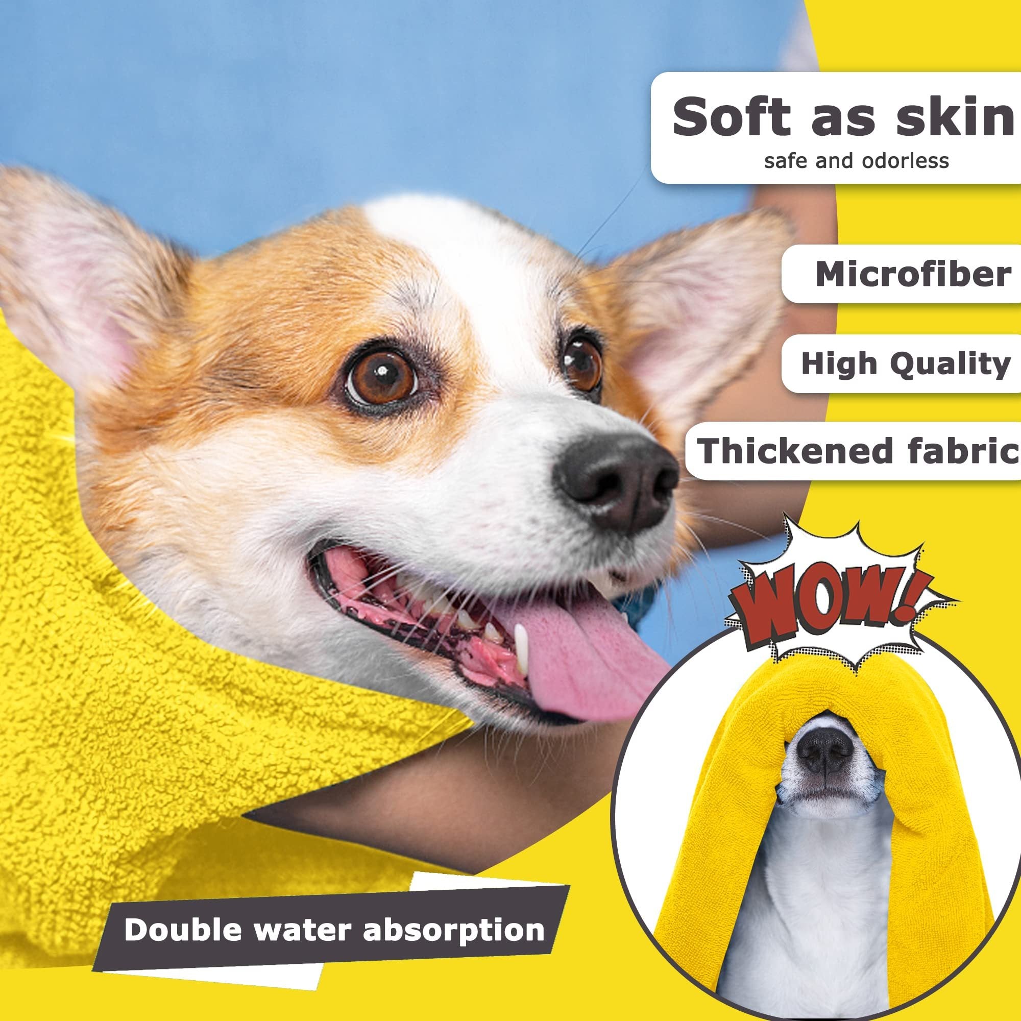 Orluxia Super Absorbent Dog Towels – Quick-Dry Microfiber Bath Towel for Dogs & Cats