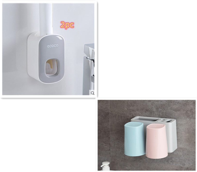 Orluxia Wall Mounted Automatic Toothpaste Dispenser & Toothbrush Holder Set
