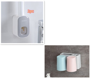 Orluxia Wall Mounted Automatic Toothpaste Dispenser & Toothbrush Holder Set
