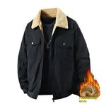 Orluxia Men’s Fleece Corduroy Cotton Jacket – Loose Casual Polo Collar Coat