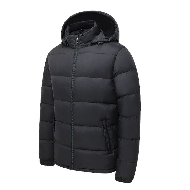 Orluxia Men’s Hooded Cotton Quilted Jacket – Warm Medium-Length Nylon Winter Coat