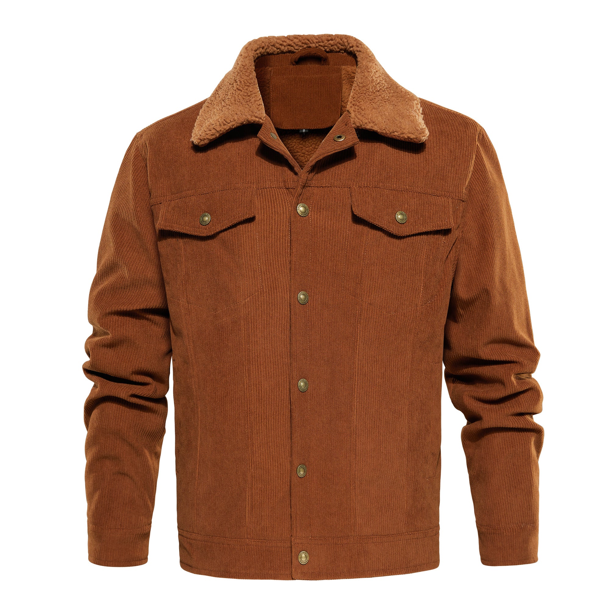 Orluxia Men’s Corduroy Sherpa Lined Jacket – Winter Warm Thick Trucker Cargo Coat with 5 Pockets