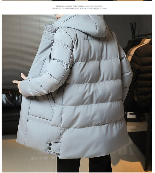 Orluxia Men’s Winter Hooded Cotton Jacket – Plus Size Thick Warm Cardigan Coat