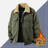 Orluxia Men’s Fleece Corduroy Cotton Jacket – Loose Casual Polo Collar Coat