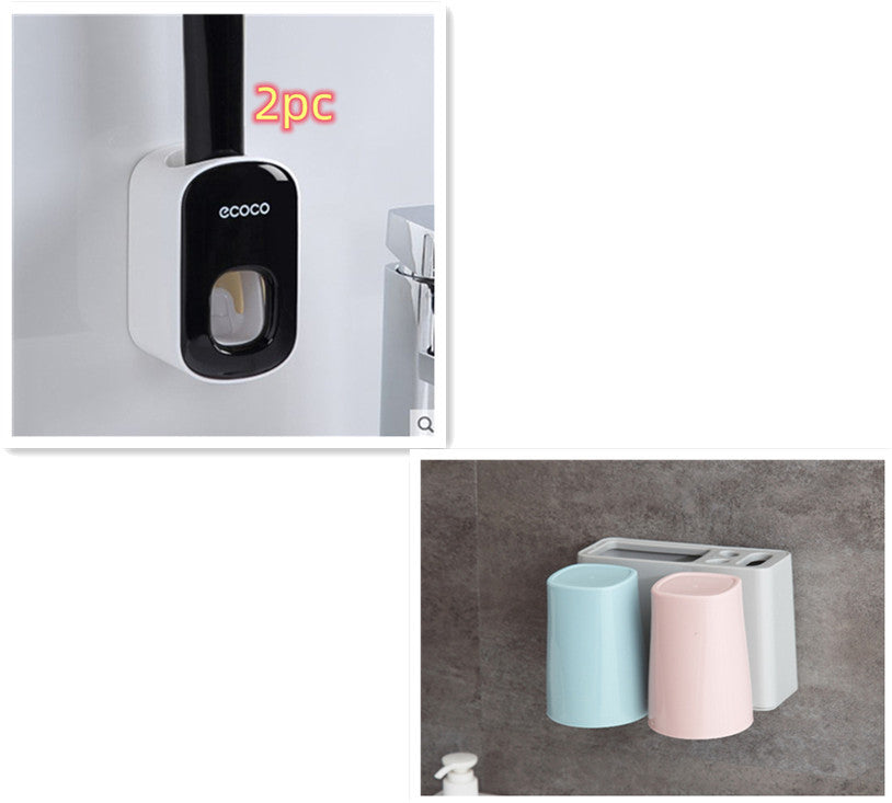 Orluxia Wall Mounted Automatic Toothpaste Dispenser & Toothbrush Holder Set
