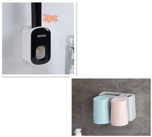 Orluxia Wall Mounted Automatic Toothpaste Dispenser & Toothbrush Holder Set